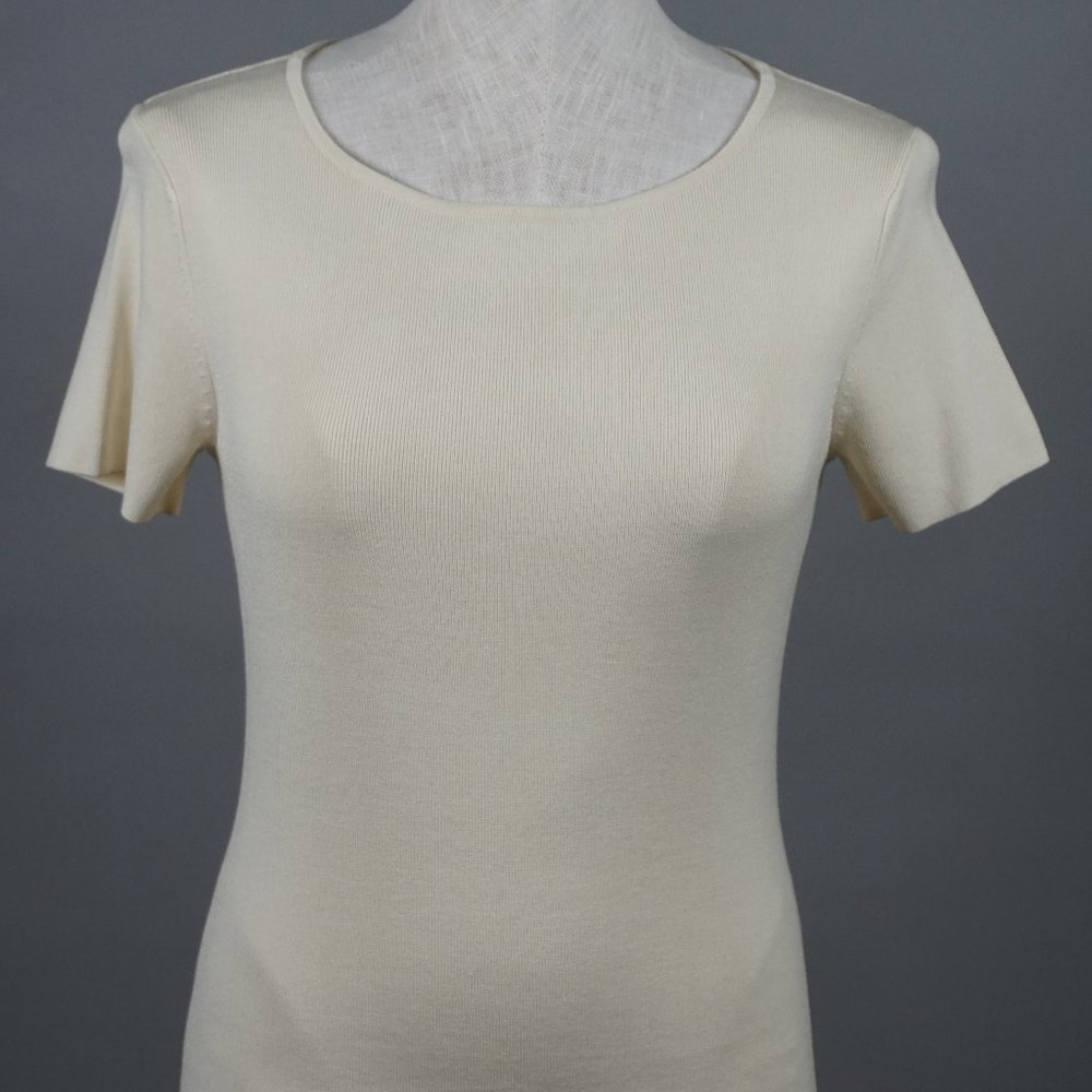 Marshall Fields Short Sleeve Sweater White Small